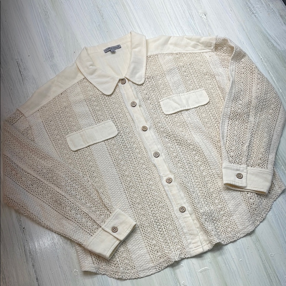 💚5/$25 Wishlist Cream Knit Boho Chic Top Sz M